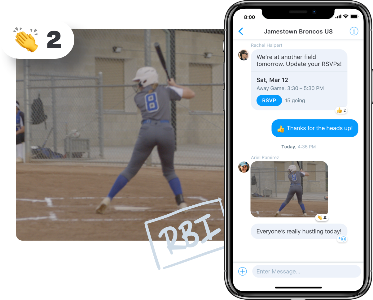 Softball messaging in app